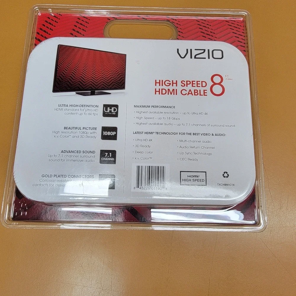 NEW VIZIO 3 PACK 8 FEET HDMI CABLES GOLD PLATED CONNECTION ULTRA HIGH DEF SPEED